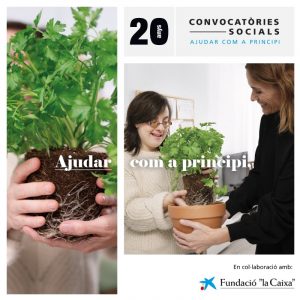 Cartel informativo de Fundació "la Caixa"